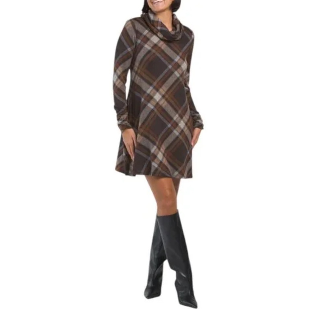 Chetta B Plaid Long Sleeve Dress